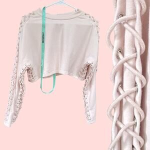 NWT Mistress Rocks NWT Lace me up Crop Top 87.00 Blush pink Large